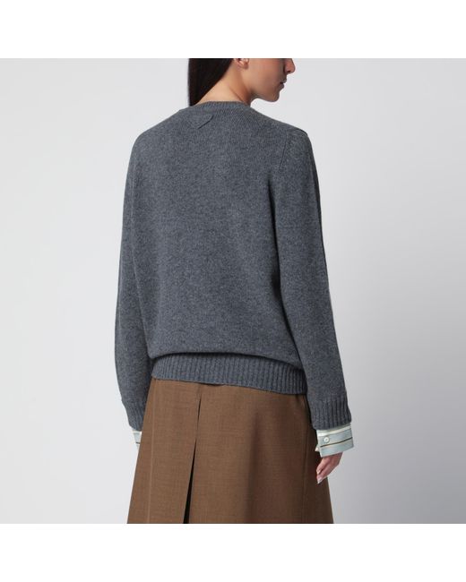 Prada Gray Slate Wool And Cashmere Sweater