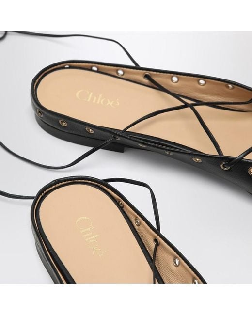 Ballerine ghillies nere in pelle di Chloé in Black