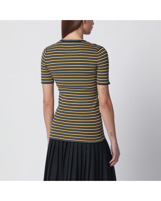 Prada Black Striped Stretch Cotton T-Shirt
