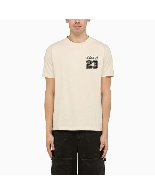Off-White c/o Virgil Abloh Natural Off- Slim T-Shirt With Logo 23 for men