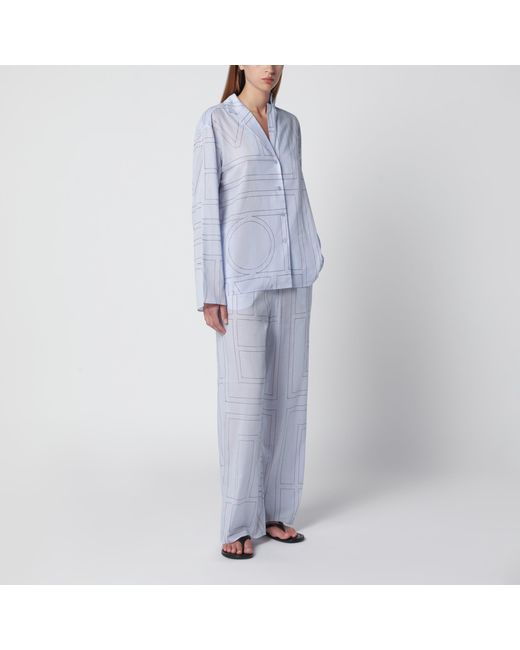 Totême Blue Monogram Pajama Shirt