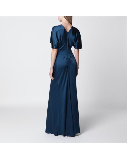 Victoria Beckham Blue Ocean Isabella Satin Crãªpe Maxi Dress