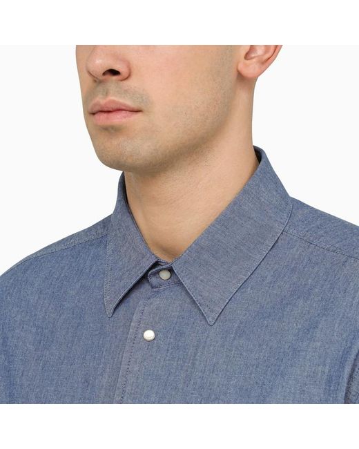 Camicia azzurra in cotone di Loro Piana in Blue da Uomo