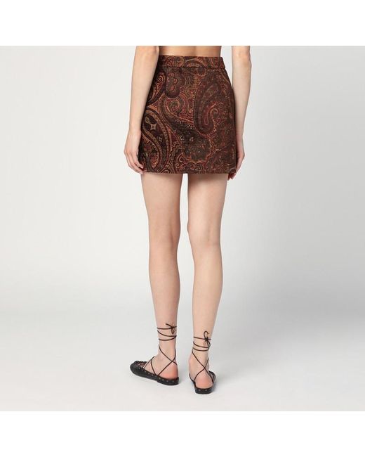 Chloé Brown Mini Skirt With Jacquard Pattern