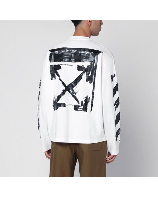 T-Shirt À Manches Longues Avec Logo Off-White c/o Virgil Abloh pour homme en coloris White