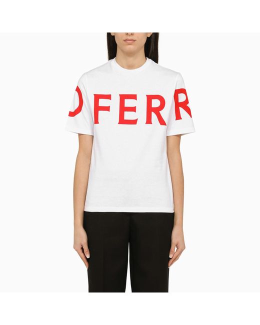 Ferragamo White Crew Neck T Shirt With Logo