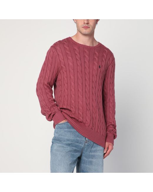 Polo Ralph Lauren Prune Juice Coloured Cotton Cable-Knit Jumper for men