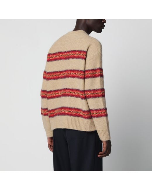 Dries Van Noten Red Striped Wool-Blend Sweater for men