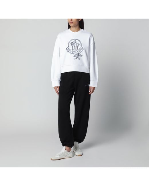 Moncler White Cotton Sweatshirt With Embroidered Logo