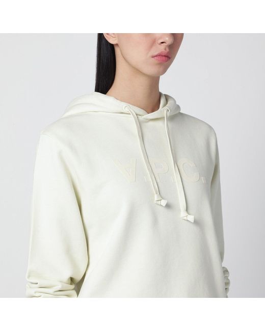 A.P.C. White Ecru Sweatshirt With Logo Print