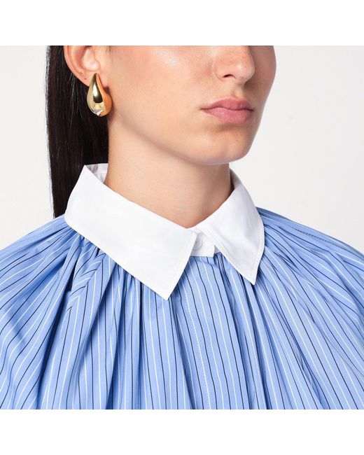Patou Blue Striped Balloon-Sleeve Shirt