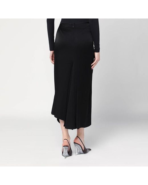 Gonna midi nera con drappeggio di Victoria Beckham in Black