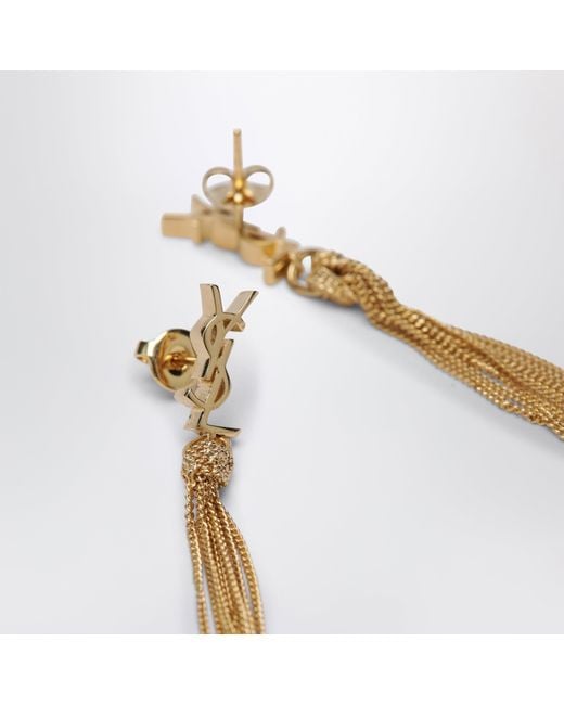 Saint Laurent White Cassandre Pendant Earrings