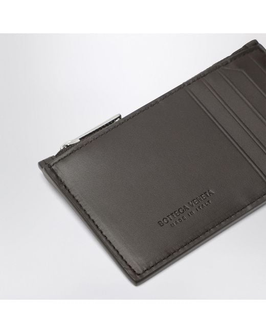 Bottega Veneta Black Fondente Intrecciato Zip Card Holder for men