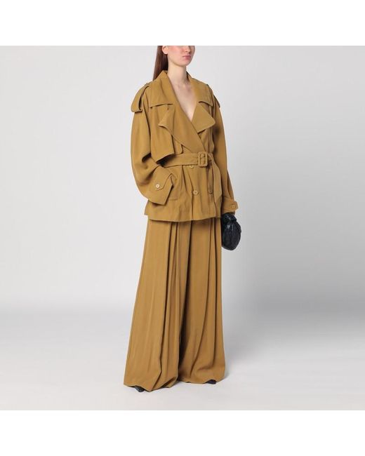 ANDAMANE Green Double-Breasted Overcoat