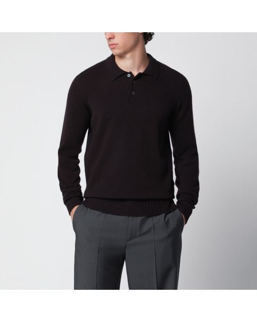 Drumohr Black Wool Polo Sweater for men