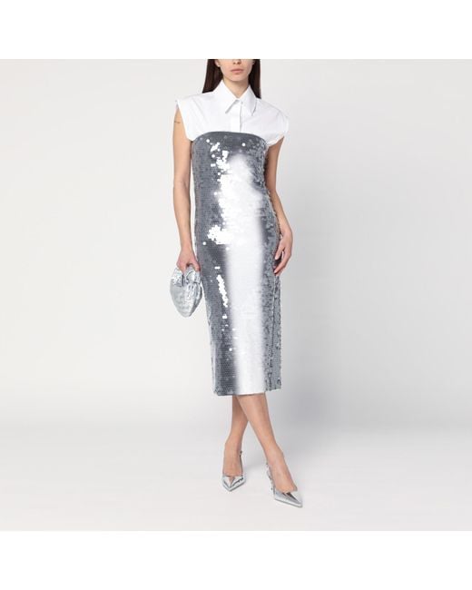 Sportmax Blue Midi Dress With Gradient Sequin Effect