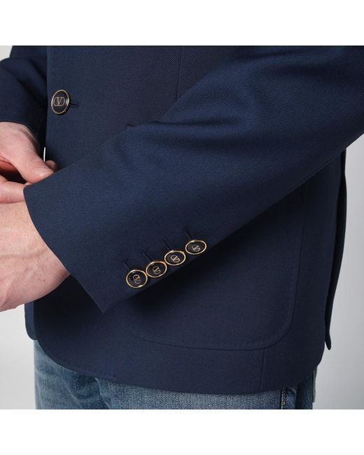 Valentino Blue Single-breasted Wool Jacket for men