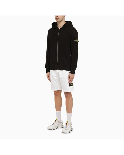Stone Island Black Zip And Hoodie With Logo for men