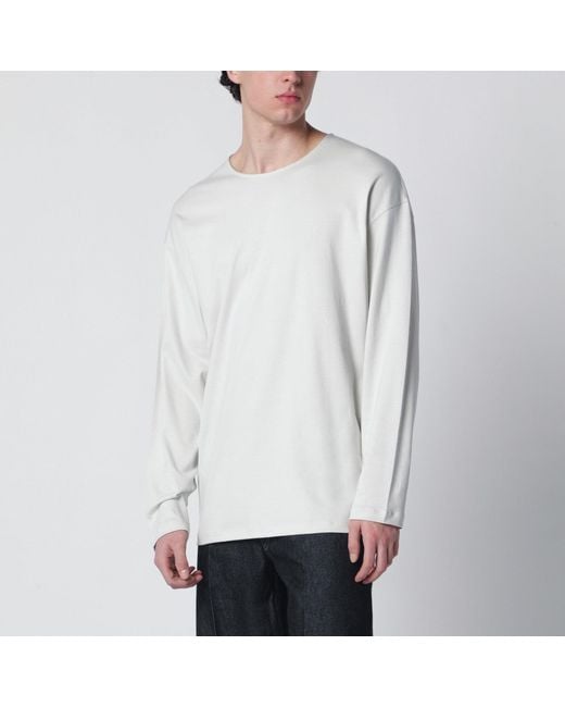 Lemaire White Chalk-Colored Cotton And Silk Interlock T-Shirt for men