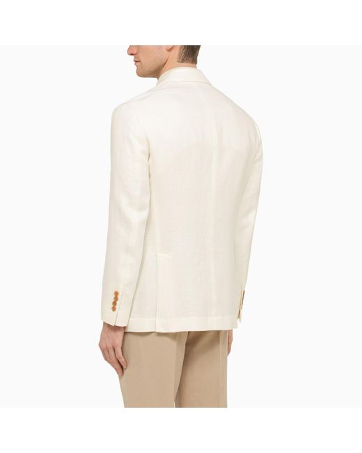 Brunello Cucinelli Natural Single-breasted Linen Jacket for men