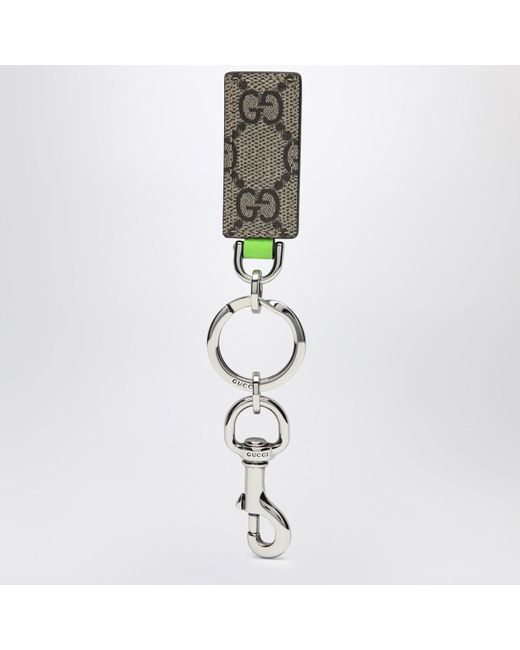 Gucci Metallic gg Supreme /ebony/shiny Green Fabric Key Ring for men