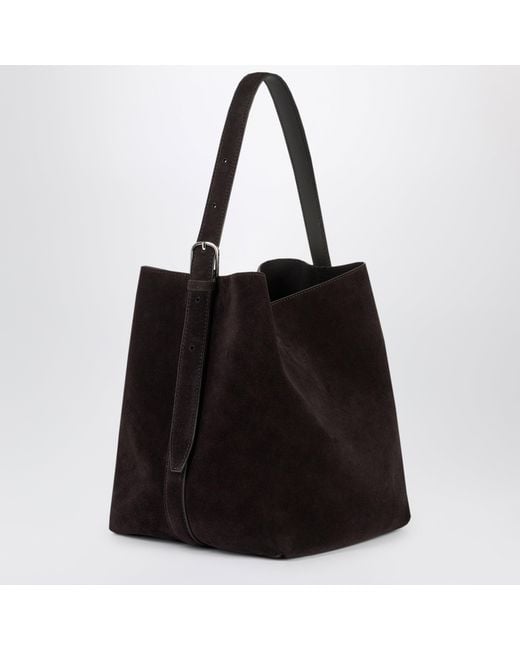Totême Black Espresso Medium Suede Tote Bag