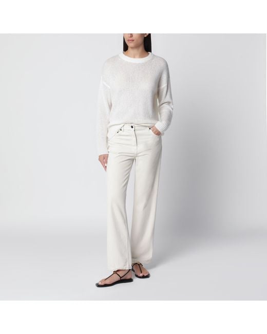 Lisa Yang White Cream Lova Cashmere And Silk Sweater