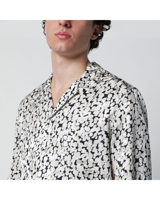 Dries Van Noten Gray Viscose Shirt With/Ecru Pattern for men