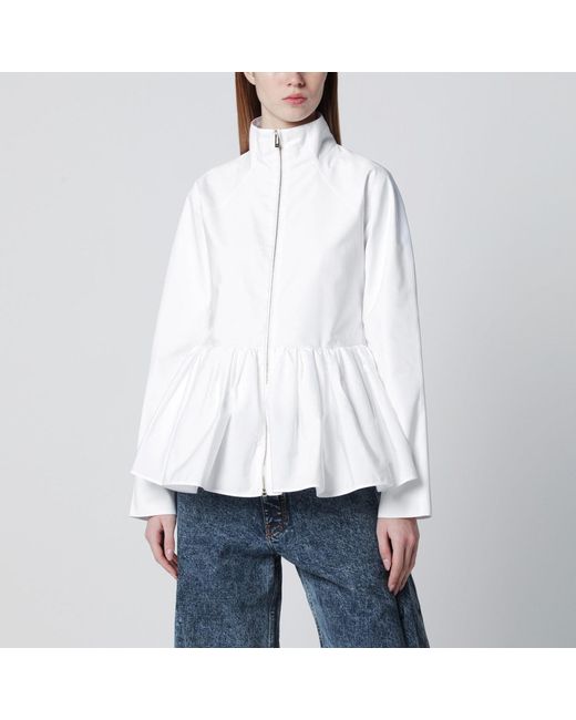 Alaïa White Cotton Poplin Peplum Jacket