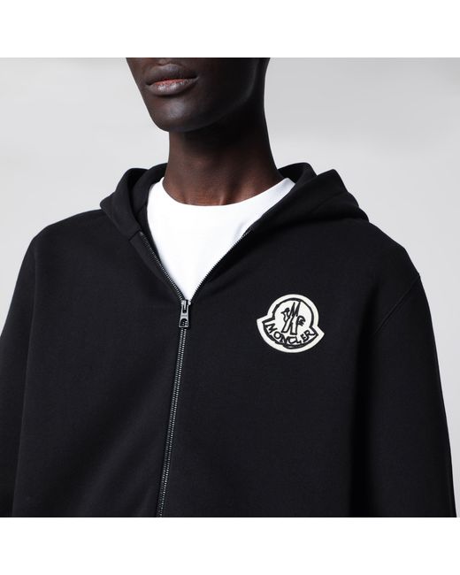 Moncler Blue Cotton Hoodie With Logo for men