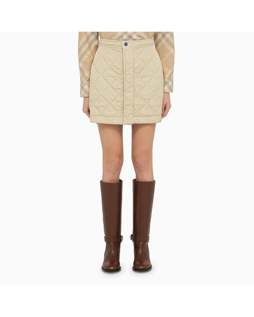 Burberry Natural Beige Quilted Nylon Miniskirt