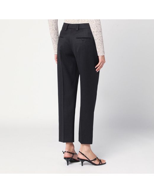 Prada Blue Anthracite Wool Trousers