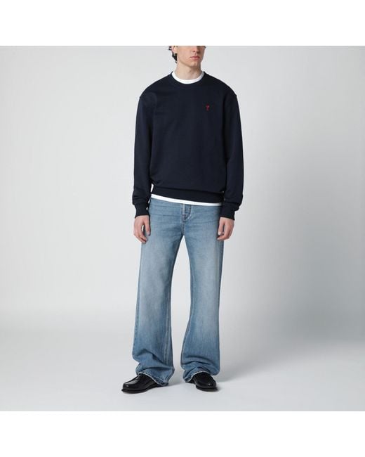 AMI Blue Ami De Coeur Midnight Sweatshirt for men