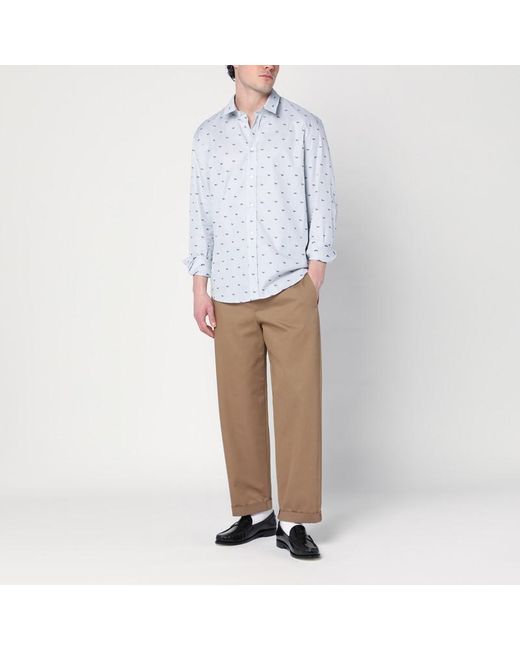 Maison Kitsuné Gestreiftes Hemd Mit Logos in Blue für Herren