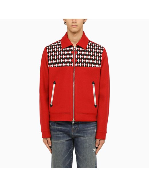 Amiri Red Wool Jacket With Diamond Pattern for men