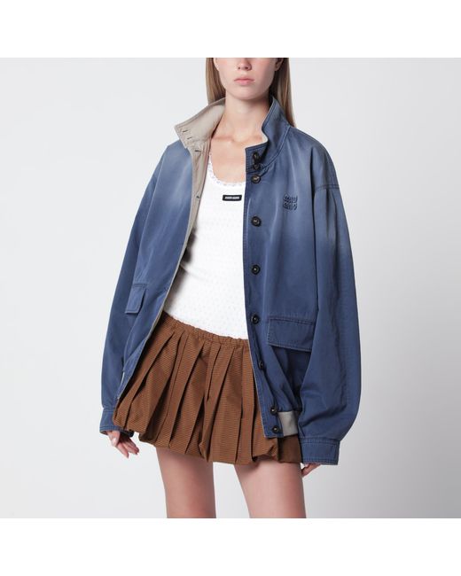 Miu Miu Blue Lime Old-Washed Twill Blouson