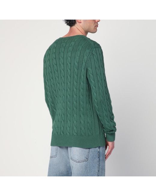 Maglione in cotone a trecce di Polo Ralph Lauren in Green da Uomo