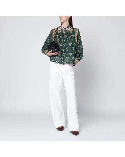 Farm Rio Green Tayla Cotton Blouse