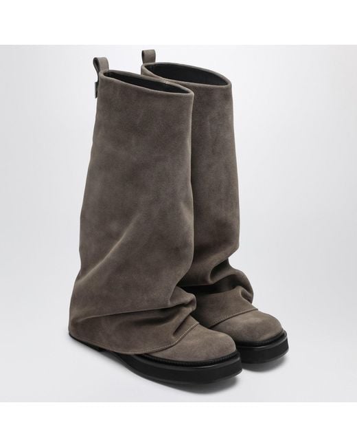 The Attico Brown Robin Taupe Suede Combat Boots