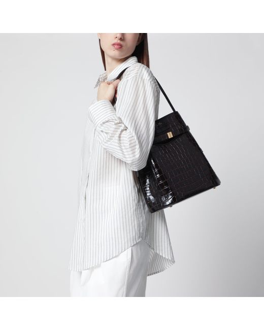 Totême  Black Crocodile-Embossed Leather Bucket Bag