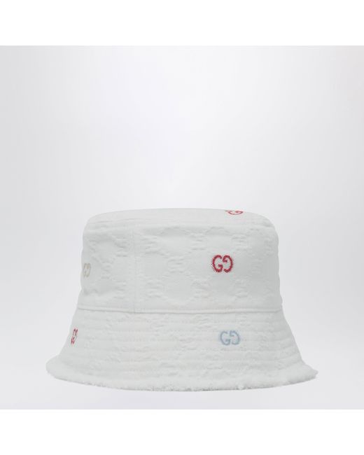 Gucci White Gg Jacquard Denim Cap