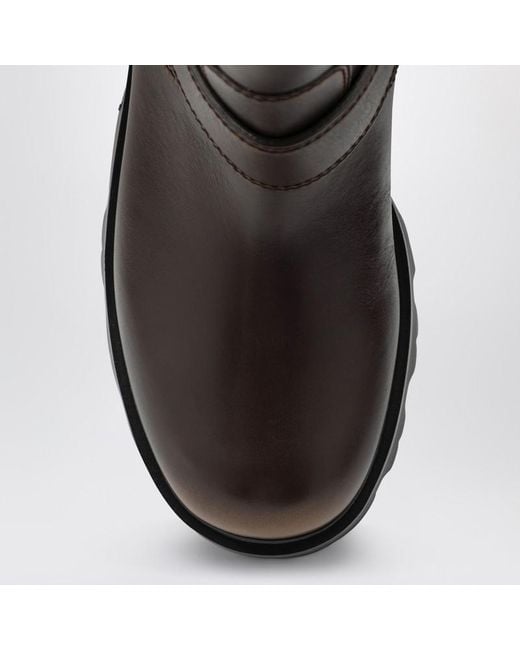 Prada Brown Cocoa-Colored Leather Ankle Boots