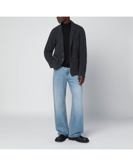 Roberto Collina Black Anthracite Jacket Style Cardigan for men