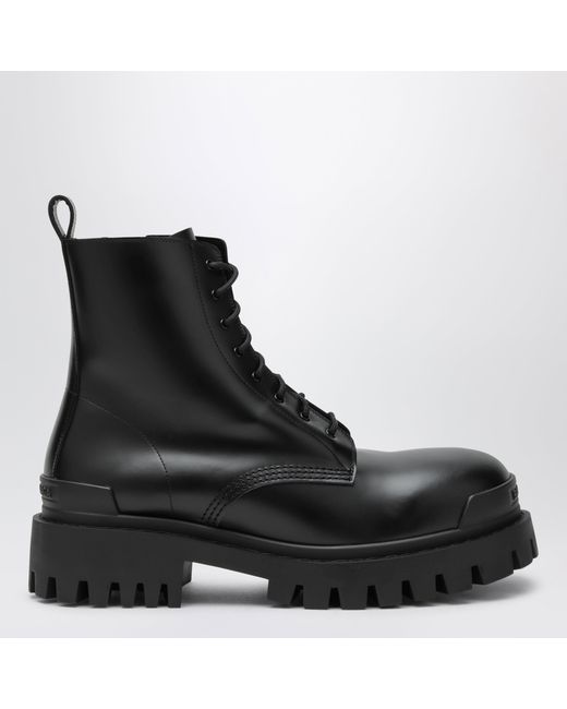 Balenciaga Black Combat Leather Boots for men