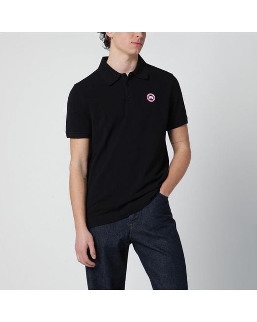 Canada Goose Black Polo Shirt With Logo Patch for men