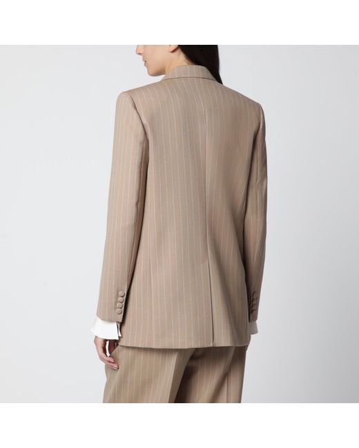 Valentino Natural Double-Breasted Pinstripe Jacket