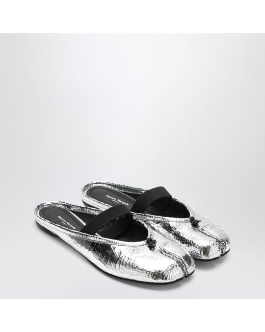 Maison Margiela White Mule Tabi Broken Mirror Silver