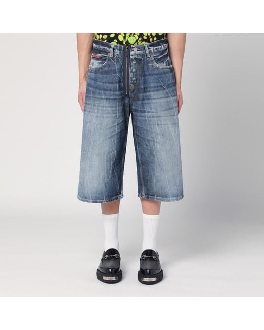 Martine Rose Blue Bermuda In Denim Blu Acid for men