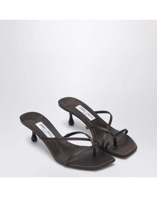 Jimmy Choo Blue Etana Mule 50 In Coffee-coloured Leather